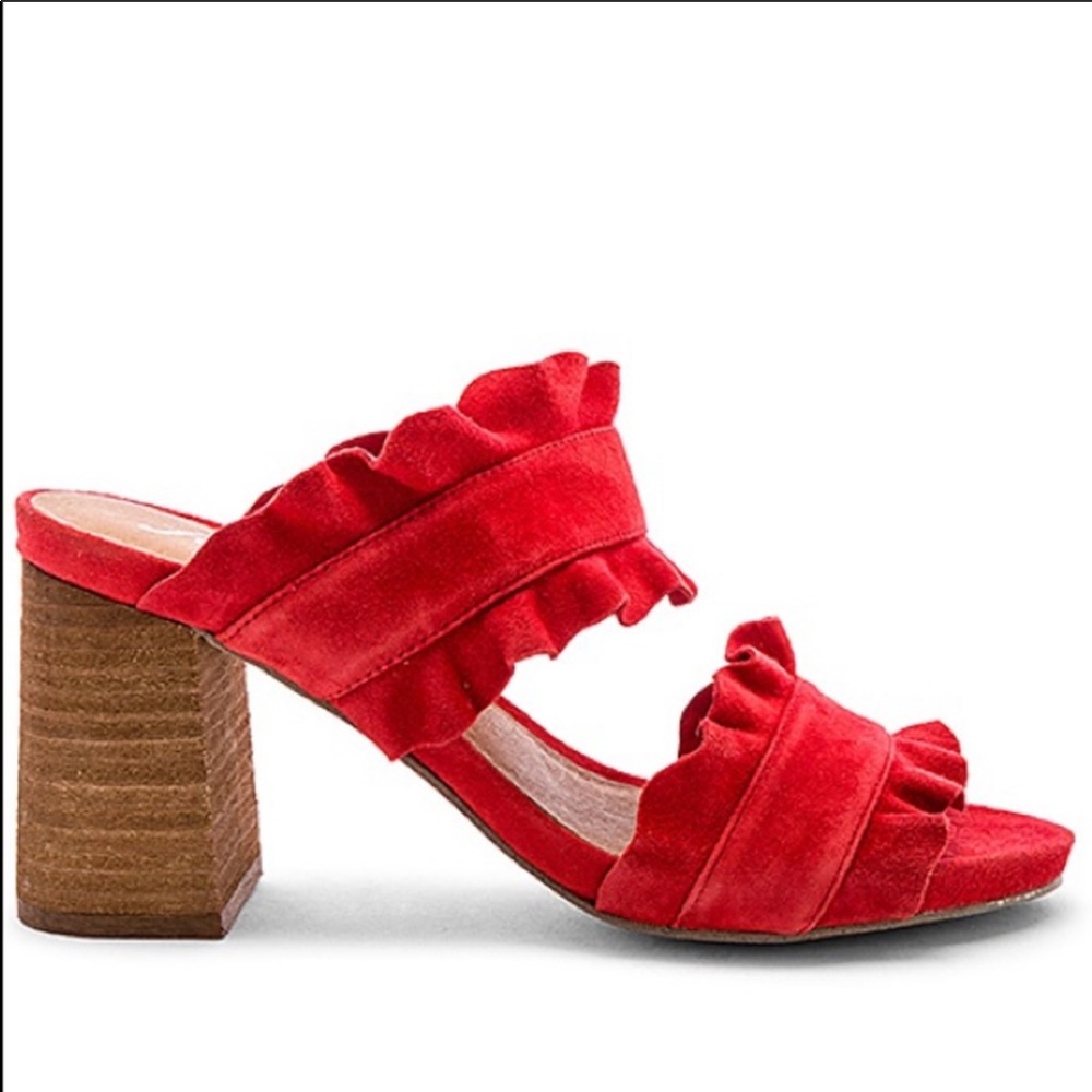 Free people red ruffle heels